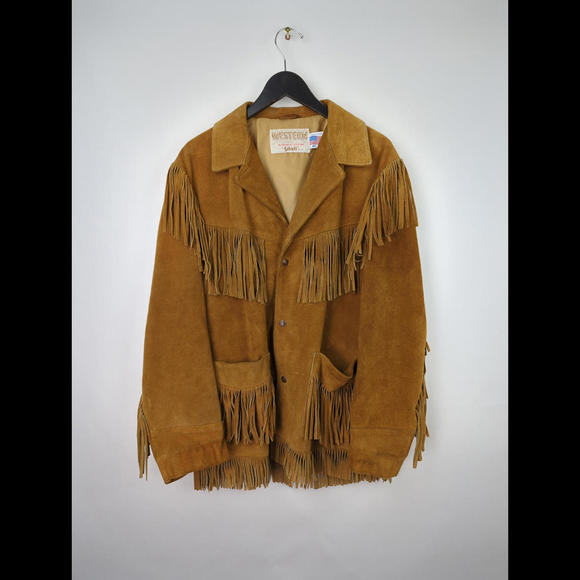 Schott NYC Other - VINTAGE SCHOTT WESTERN Men's Sz US 40 L Brown Leather Fringe Jacket Made in USA